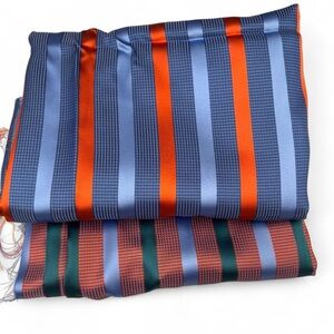 Elegant Striped Italian Silk fabric- Blue, Orange, green 4 yards total